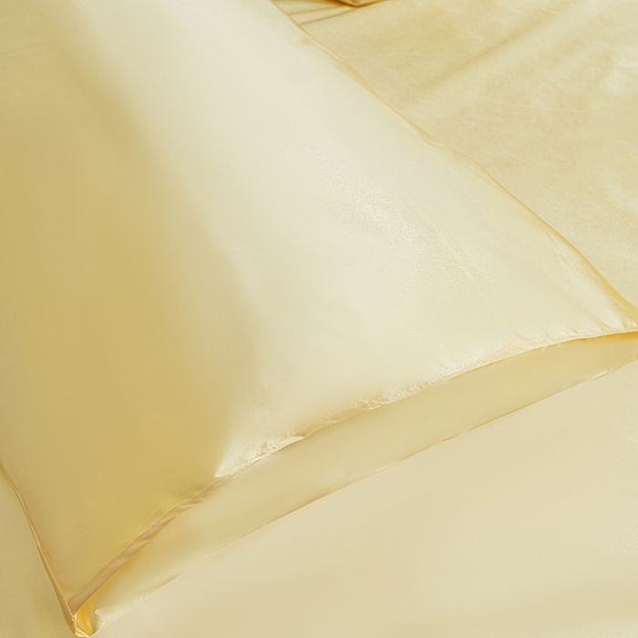 91家纺网 家纺一手货源 找家纺 柏钧家纺 2024新款跨境直播色丁防水床笠淡黄