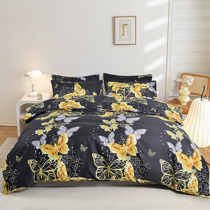 柏钧家纺 2025新款芦荟棉被套单件 黑蝴蝶