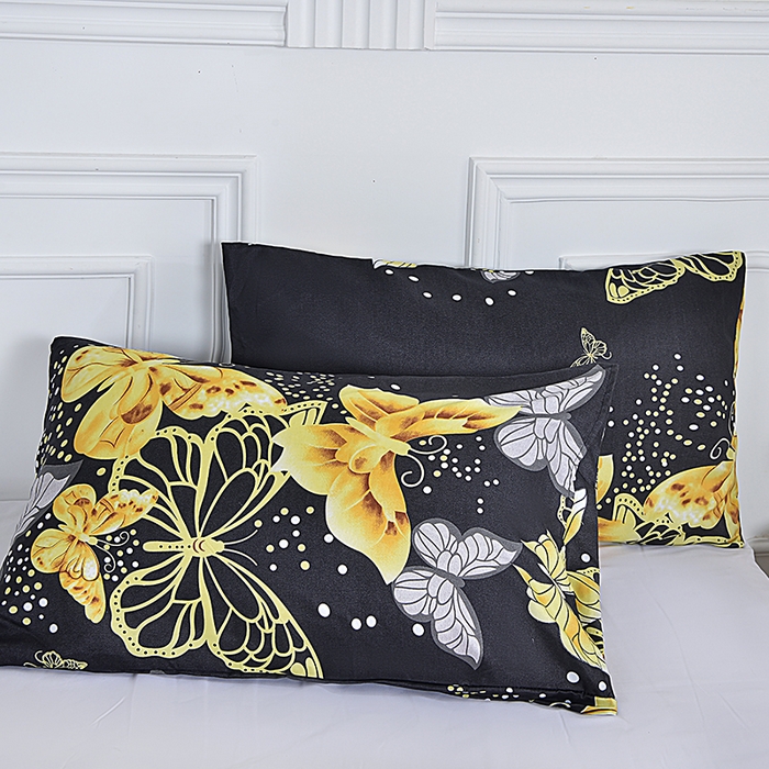 91家纺网 家纺一手货源 找家纺 柏钧家纺 2025新款芦荟棉被套单件 黑蝴蝶