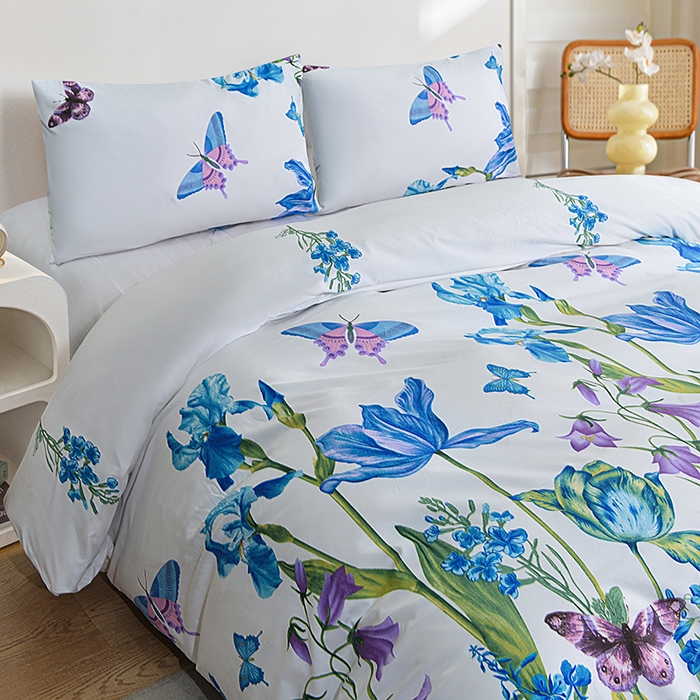 91家纺网 家纺一手货源 找家纺 柏钧家纺 2025新款芦荟棉被套单件 花叶倾城