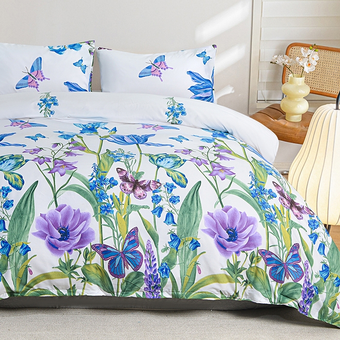 91家纺网 家纺一手货源 找家纺 柏钧家纺 2025新款芦荟棉被套单件 花叶倾城