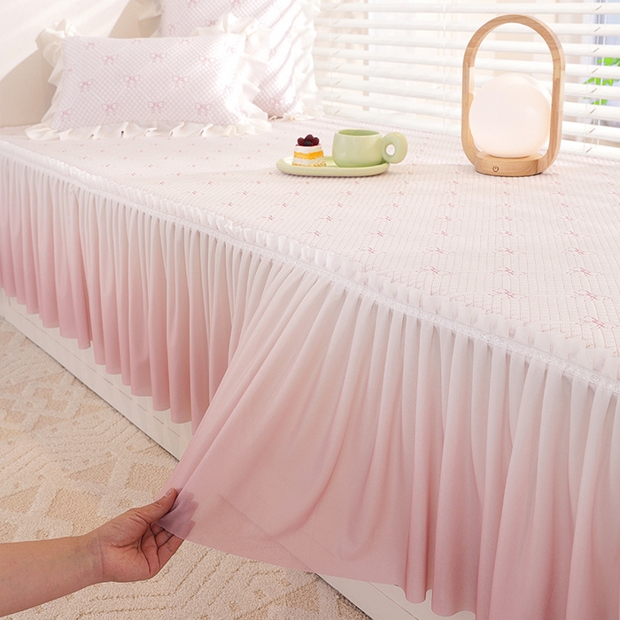 91家纺网 家纺一手货源 找家纺 共鸣沙发垫2025新款凉豆豆蝴蝶结飘窗垫 蝴蝶结浅粉