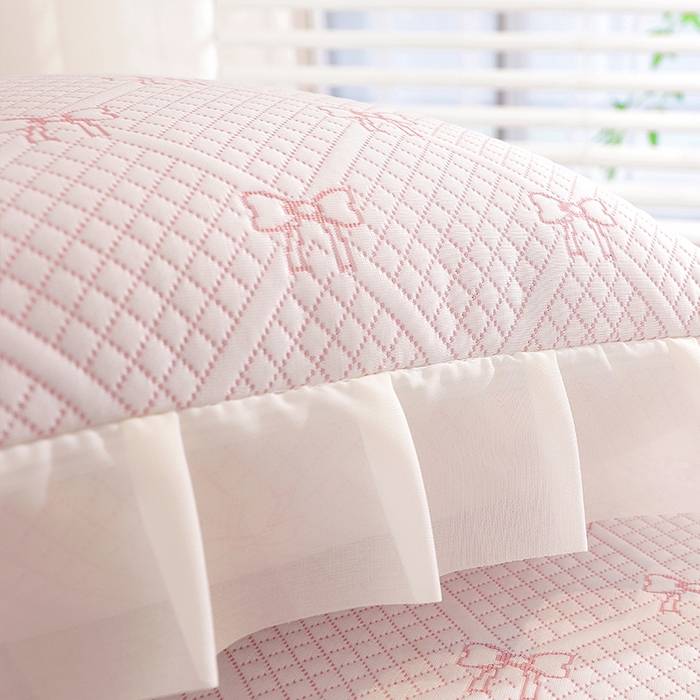 91家纺网 家纺一手货源 找家纺 共鸣沙发垫2025新款凉豆豆蝴蝶结飘窗垫 蝴蝶结浅粉