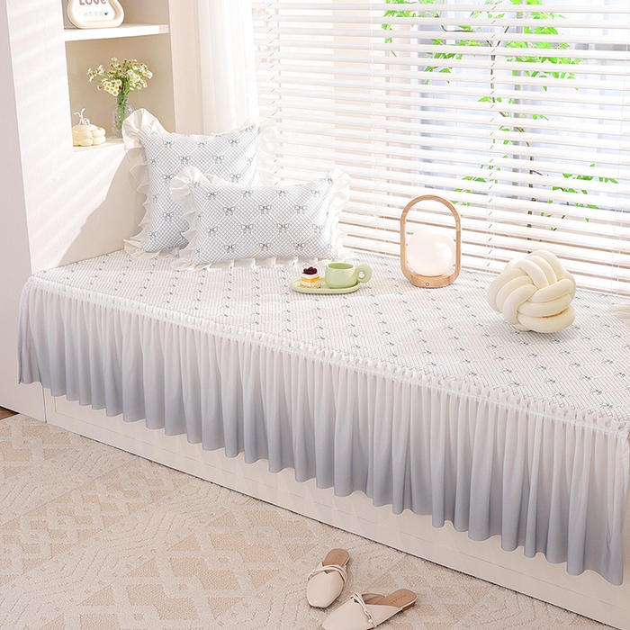 共鸣沙发垫2025新款凉豆豆蝴蝶结飘窗垫 蝴蝶结浅灰