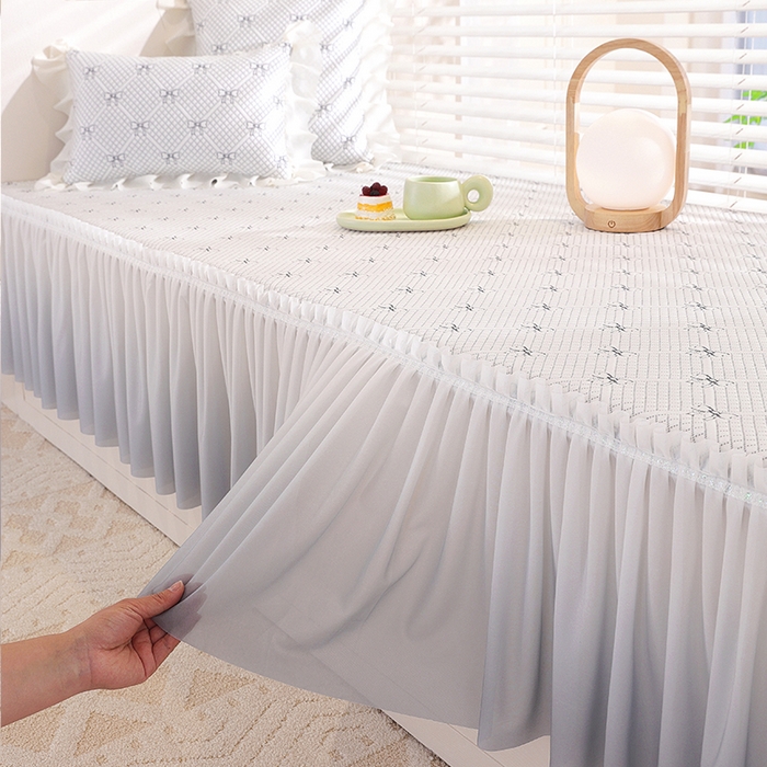 91家纺网 家纺一手货源 找家纺 共鸣沙发垫2025新款凉豆豆蝴蝶结飘窗垫 蝴蝶结浅灰