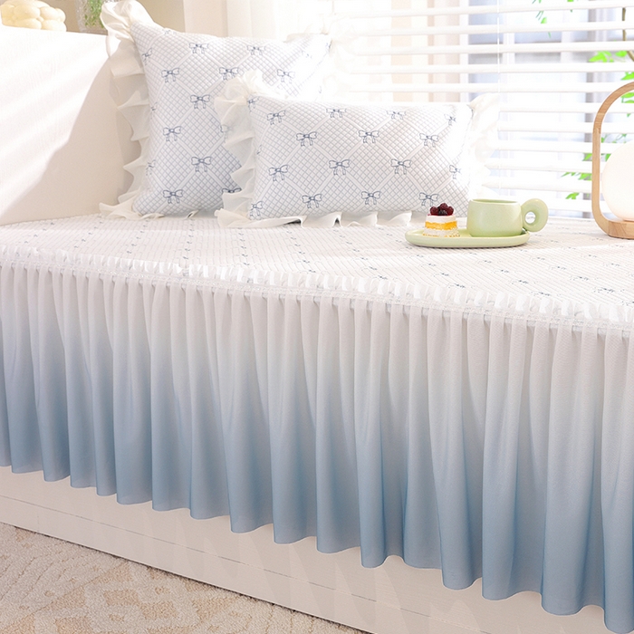 91家纺网 家纺一手货源 找家纺 共鸣沙发垫2025新款凉豆豆蝴蝶结飘窗垫 蝴蝶结浅蓝