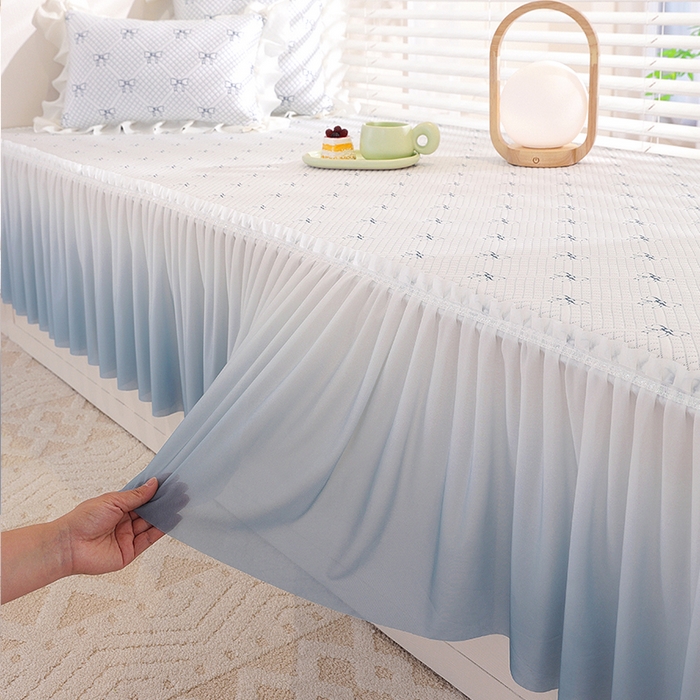 91家纺网 家纺一手货源 找家纺 共鸣沙发垫2025新款凉豆豆蝴蝶结飘窗垫 蝴蝶结浅蓝