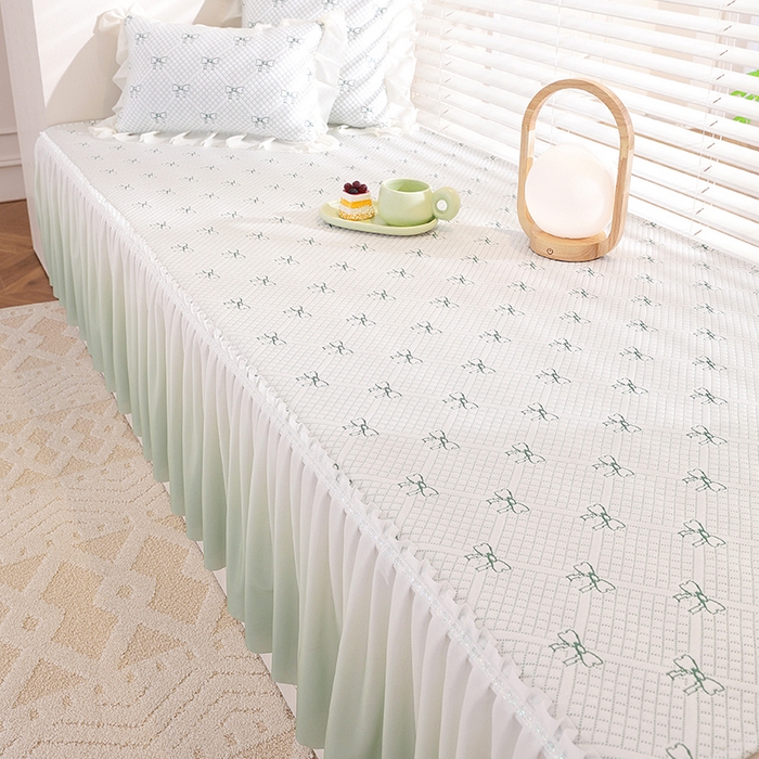 91家纺网 家纺一手货源 找家纺 共鸣沙发垫2025新款凉豆豆蝴蝶结飘窗垫 蝴蝶结浅绿