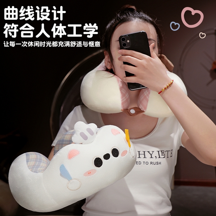 91家纺网 家纺一手货源 找家纺 （总）仟亿莱 2025新款小厨师格纹系列驼峰u枕