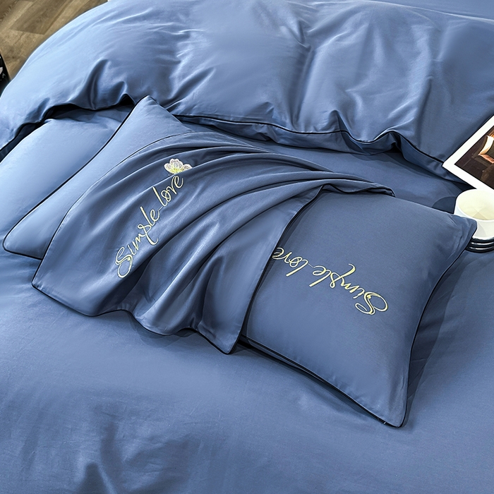 91家纺网 家纺一手货源 找家纺 宇彬家纺 2025直播热款新款13374全棉母婴级麻绳滚边纯棉色刺绣单品被套 轻奢 宾利蓝