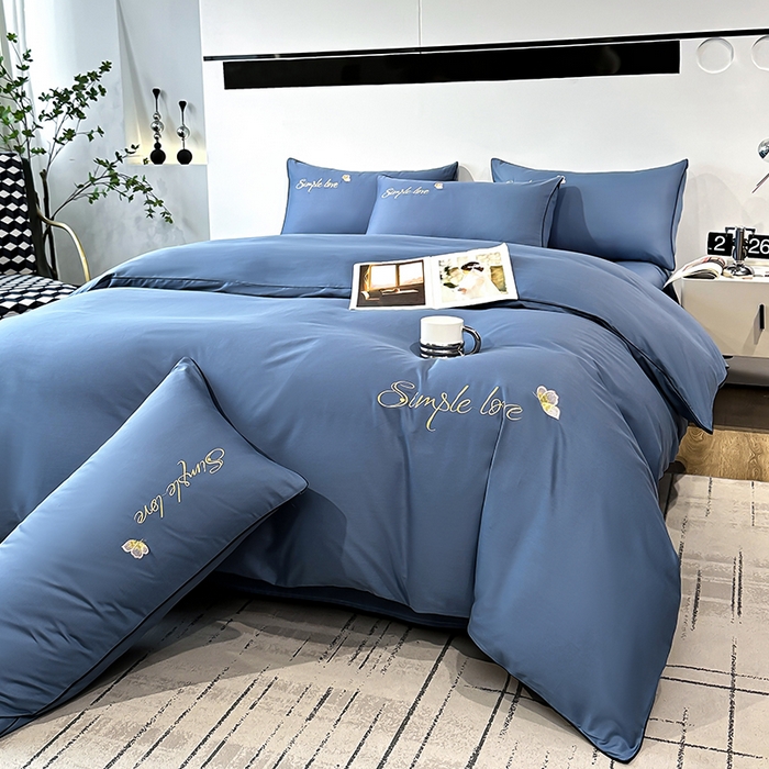 91家纺网 家纺一手货源 找家纺 宇彬家纺 2025直播热款新款13374全棉母婴级麻绳滚边纯棉色刺绣单品被套 轻奢 宾利蓝