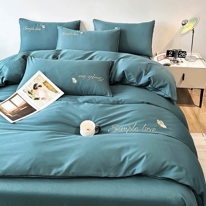 91家纺网 家纺一手货源 找家纺 宇彬家纺 2025直播热款新款13374全棉母婴级麻绳滚边纯棉色刺绣单品被套 轻奢 摩卡绿