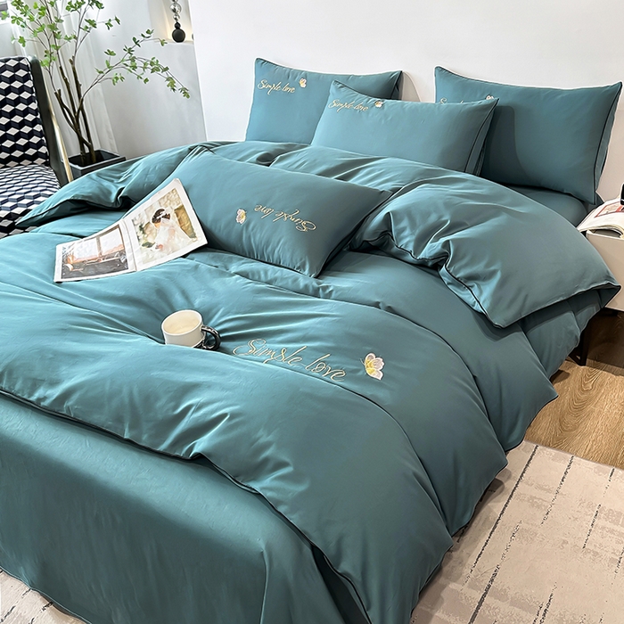 91家纺网 家纺一手货源 找家纺 宇彬家纺 2025直播热款新款13374全棉母婴级麻绳滚边纯棉色刺绣单品被套 轻奢 摩卡绿