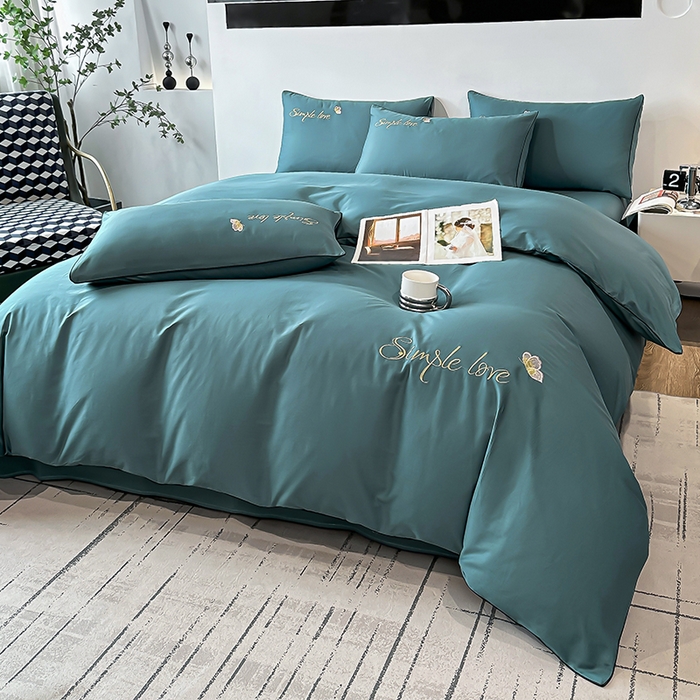 91家纺网 家纺一手货源 找家纺 宇彬家纺 2025直播热款新款13374全棉母婴级麻绳滚边纯棉色刺绣单品被套 轻奢 摩卡绿