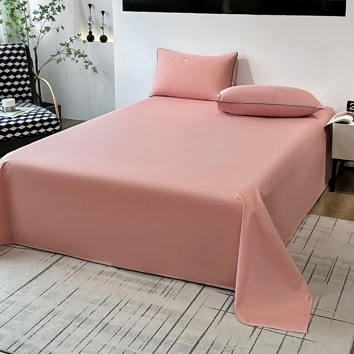 91家纺网 家纺一手货源 找家纺 宇彬家纺 2025直播热款新款13374全棉母婴级麻绳滚边纯棉色刺绣单品被套 轻奢 奶油粉