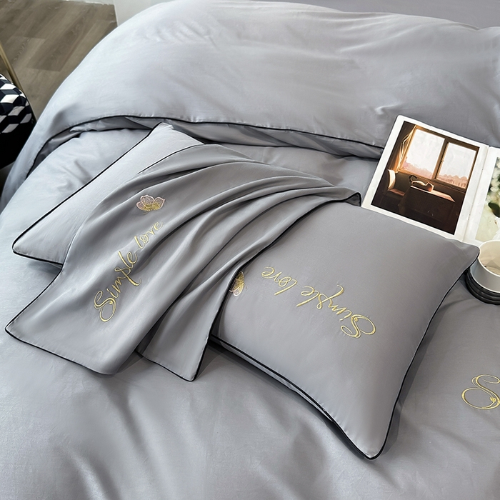 91家纺网 家纺一手货源 找家纺 宇彬家纺 2025直播热款新款13374全棉母婴级麻绳滚边纯棉色刺绣单品被套 轻奢 绅士灰