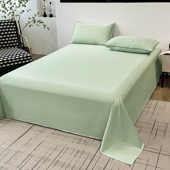 91家纺网 家纺一手货源 找家纺 宇彬家纺 2025直播热款新款13374全棉母婴级麻绳滚边纯棉色刺绣单品被套 轻奢 炫彩绿