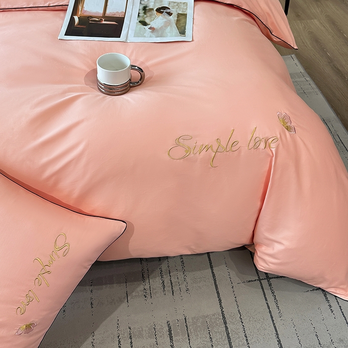 91家纺网 家纺一手货源 找家纺 宇彬家纺 2025直播热款新款13374全棉母婴级麻绳滚边纯棉色刺绣单品被套 轻奢 玉颜粉