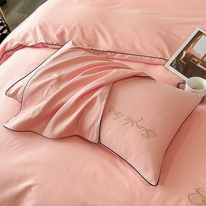 91家纺网 家纺一手货源 找家纺 宇彬家纺 2025直播热款新款13374全棉母婴级麻绳滚边纯棉色刺绣单品被套 轻奢 玉颜粉