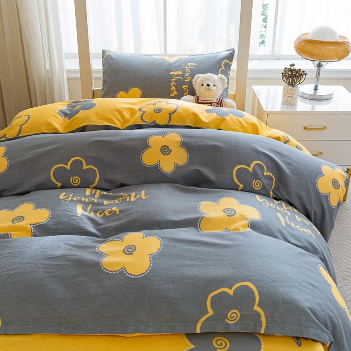 91家纺网 家纺一手货源 找家纺 简冠家纺 2025新款全棉学生三件套宿舍三件套纯棉学生床垫羽丝绒被子被芯 花怡梦-灰