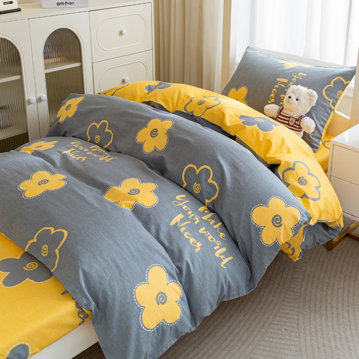 91家纺网 家纺一手货源 找家纺 简冠家纺 2025新款全棉学生三件套宿舍三件套纯棉学生床垫羽丝绒被子被芯 花怡梦-灰