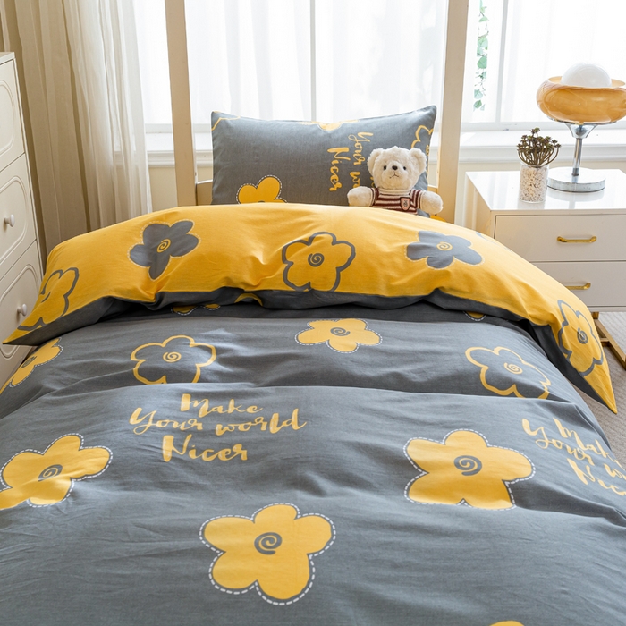 91家纺网 家纺一手货源 找家纺 简冠家纺 2025新款全棉学生三件套宿舍三件套纯棉学生床垫羽丝绒被子被芯 花怡梦-灰