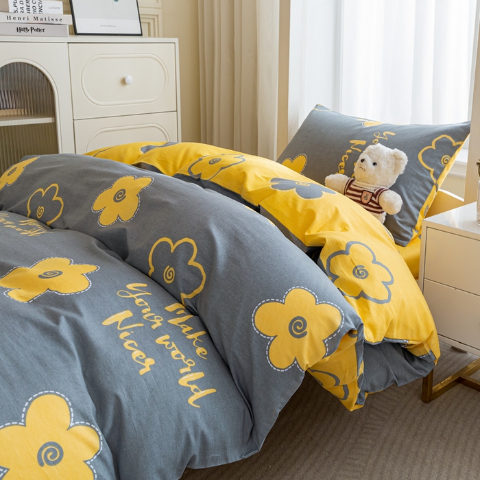 91家纺网 家纺一手货源 找家纺 简冠家纺 2025新款全棉学生三件套宿舍三件套纯棉学生床垫羽丝绒被子被芯 花怡梦-灰