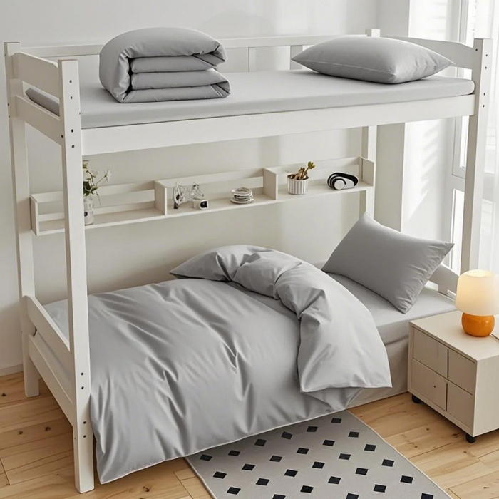 全美家居 2025新款学生全棉纯棉三件套-纯色系列 月影灰