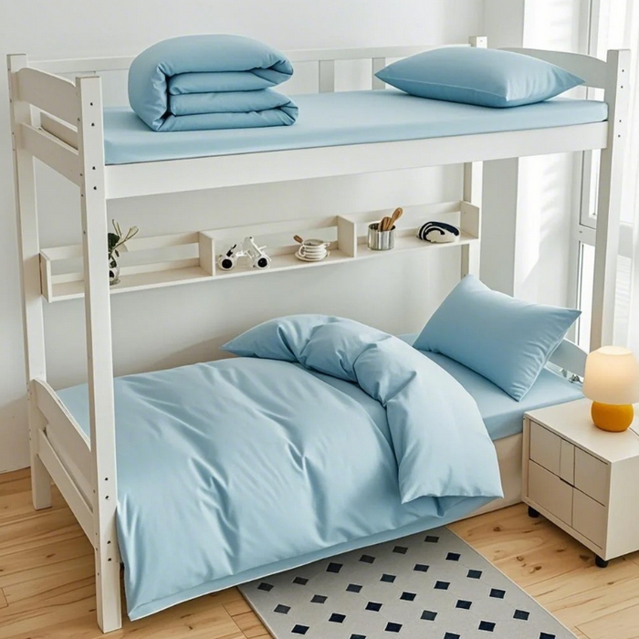 全美家居 2025新款学生全棉纯棉三件套-纯色系列 淡霭蓝