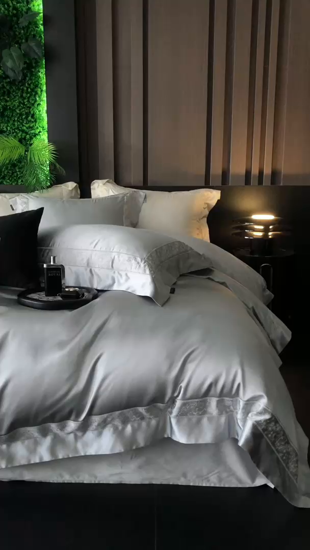 91家纺网 家纺一手货源 找家纺 馨蕊2025春夏新品LF兰精天丝四件套-云芙 云芙-高级灰