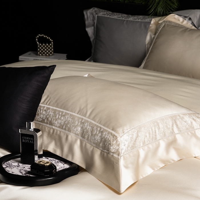 91家纺网 家纺一手货源 找家纺 馨蕊2025春夏新品LF兰精天丝四件套-云芙 云芙-香槟