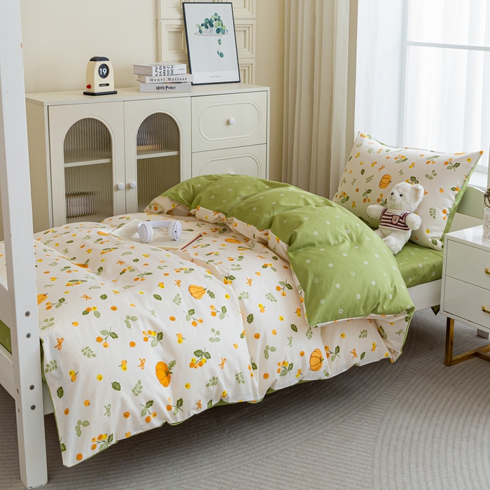 91家纺网 家纺一手货源 找家纺 简冠家纺 2025新款全棉学生三件套宿舍三件套纯棉学生床垫羽丝绒被子被芯 田园生活