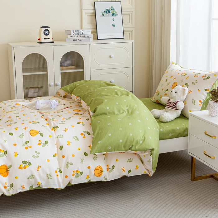 91家纺网 家纺一手货源 找家纺 简冠家纺 2025新款全棉学生三件套宿舍三件套纯棉学生床垫羽丝绒被子被芯 田园生活