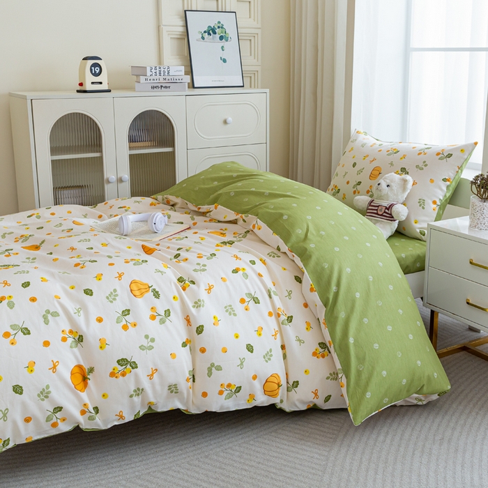 91家纺网 家纺一手货源 找家纺 简冠家纺 2025新款全棉学生三件套宿舍三件套纯棉学生床垫羽丝绒被子被芯 田园生活