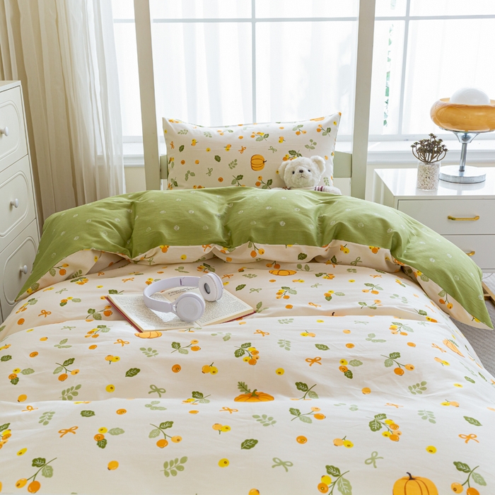 91家纺网 家纺一手货源 找家纺 简冠家纺 2025新款全棉学生三件套宿舍三件套纯棉学生床垫羽丝绒被子被芯 田园生活