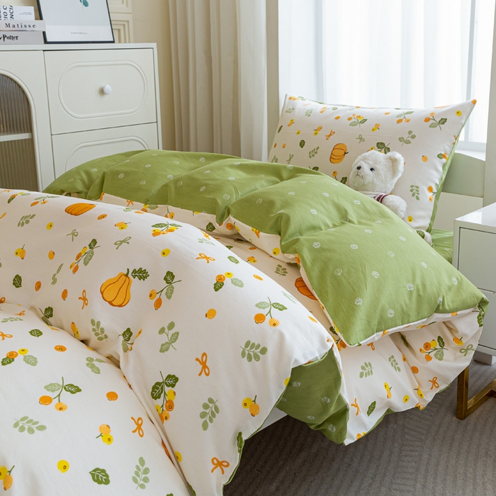 91家纺网 家纺一手货源 找家纺 简冠家纺 2025新款全棉学生三件套宿舍三件套纯棉学生床垫羽丝绒被子被芯 田园生活