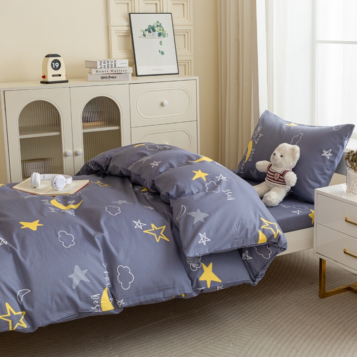 91家纺网 家纺一手货源 找家纺 简冠家纺 2025新款全棉学生三件套宿舍三件套纯棉学生床垫羽丝绒被子被芯 月光旅程-灰