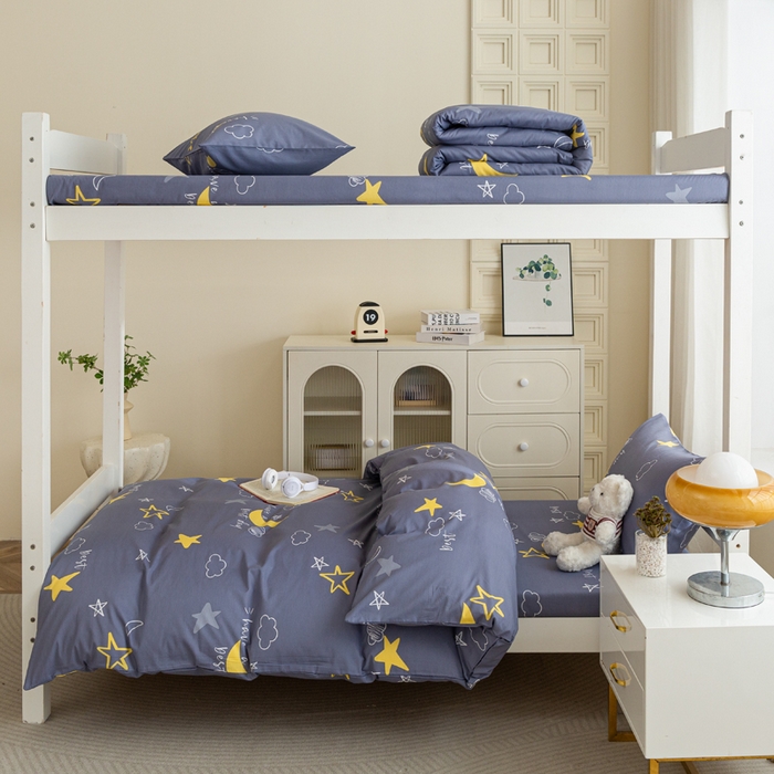 91家纺网 家纺一手货源 找家纺 简冠家纺 2025新款全棉学生三件套宿舍三件套纯棉学生床垫羽丝绒被子被芯 月光旅程-灰