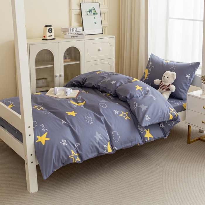 91家纺网 家纺一手货源 找家纺 简冠家纺 2025新款全棉学生三件套宿舍三件套纯棉学生床垫羽丝绒被子被芯 月光旅程-灰