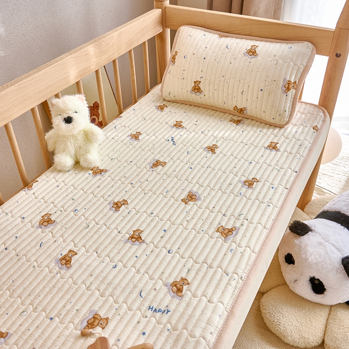 X猫先生 2025新款全棉双层纱婴幼儿童床盖夹棉床单睡垫薄床垫子母婴级 晚安小熊