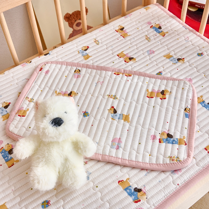 91家纺网 家纺一手货源 找家纺 X猫先生 2025新款全棉双层纱婴幼儿童床盖夹棉床单睡垫薄床垫子母婴级 狗狗礼物