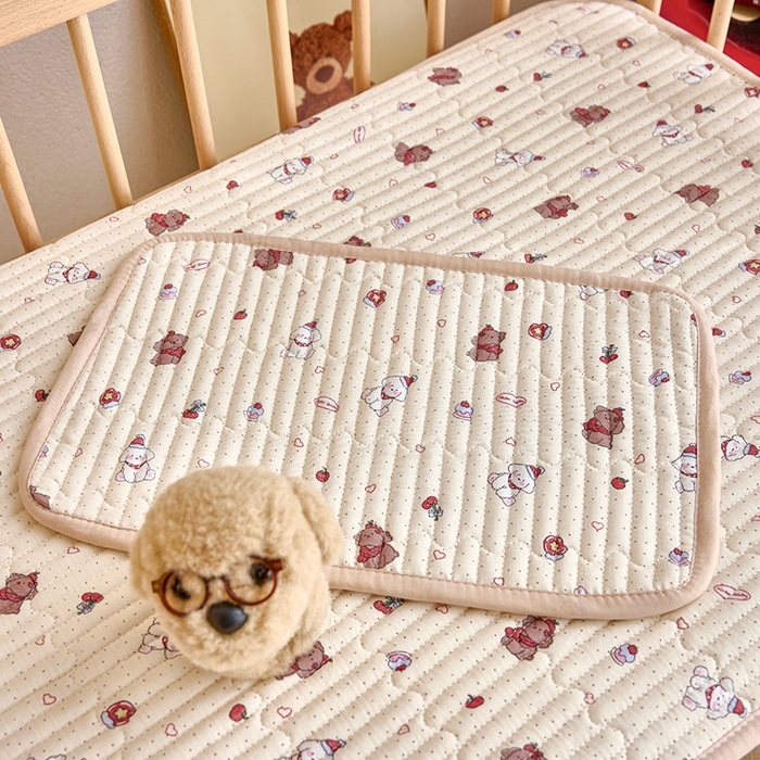 91家纺网 家纺一手货源 找家纺 X猫先生 2025新款全棉双层纱婴幼儿童床盖夹棉床单睡垫薄床垫子母婴级 甜卡日常