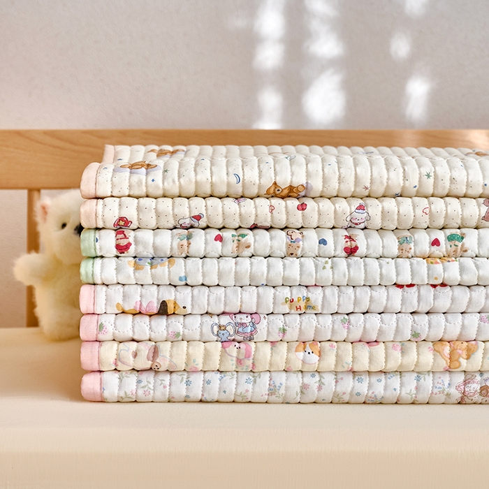 X猫先生 2025新款全棉双层纱婴幼儿童床盖夹棉床单睡垫薄床垫子母婴级 组合图仅供展示