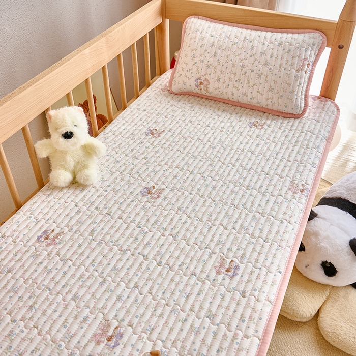 X猫先生 2025新款全棉双层纱婴幼儿童床盖夹棉床单睡垫薄床垫子母婴级 田园兔