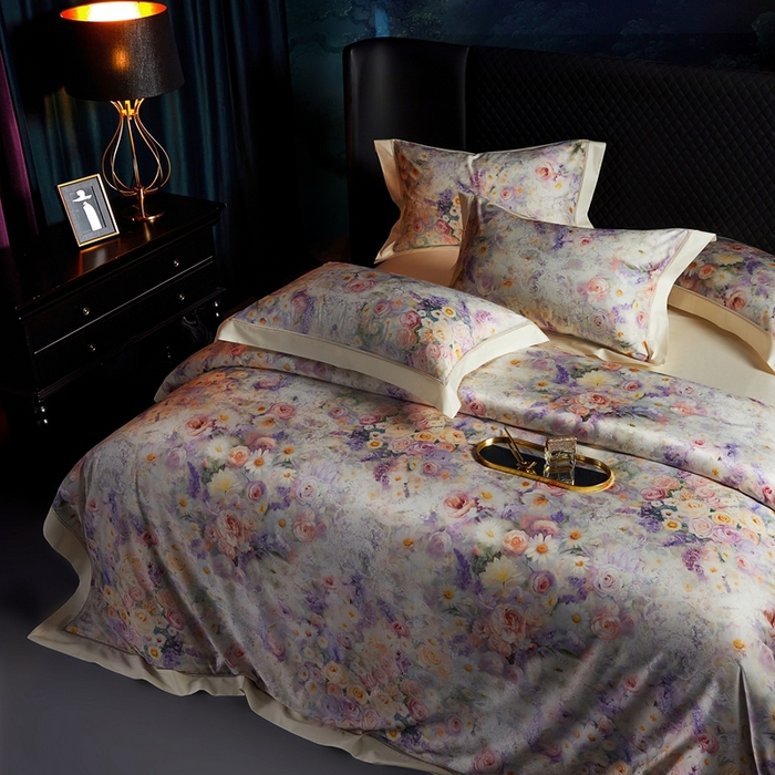 91家纺网 家纺一手货源 找家纺 （总）米多多 2025新款长绒棉纯棉数码镂空四件套-维密庄园