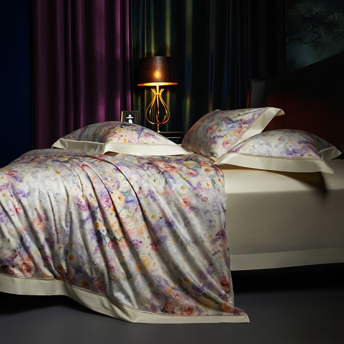 91家纺网 家纺一手货源 找家纺 （总）米多多 2025新款长绒棉纯棉数码镂空四件套-维密庄园