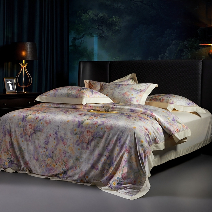 91家纺网 家纺一手货源 找家纺 （总）米多多 2025新款长绒棉纯棉数码镂空四件套-维密庄园