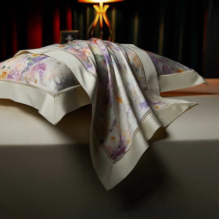 91家纺网 家纺一手货源 找家纺 （总）米多多 2025新款长绒棉纯棉数码镂空四件套-维密庄园