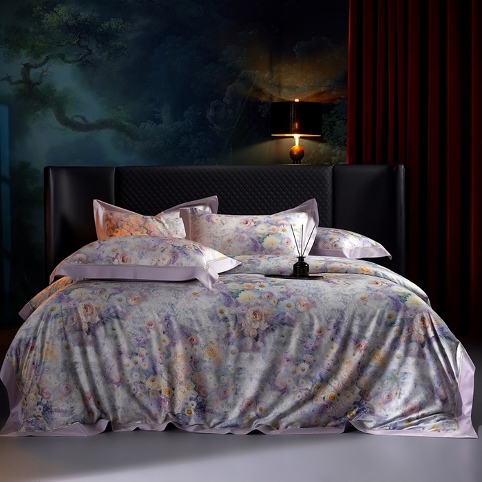 91家纺网 家纺一手货源 找家纺 米多多 2025新款长绒棉纯棉数码镂空四件套-维密庄园 维密庄园-薰衣紫