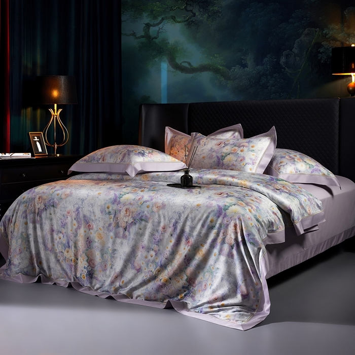 91家纺网 家纺一手货源 找家纺 米多多 2025新款长绒棉纯棉数码镂空四件套-维密庄园 维密庄园-薰衣紫